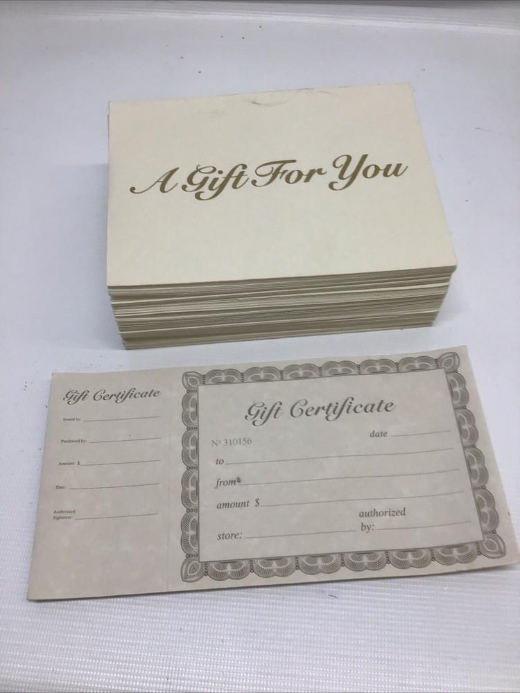 Blank / Customizable Gift Certificates with Envelopes Approximately 50