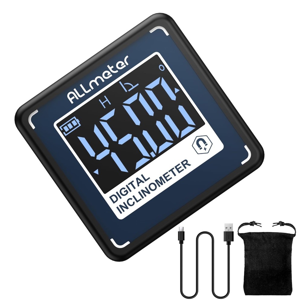 ALLmeter Mini Digital Rechargeable Level Box Protractor Angle Finder Level Ga...