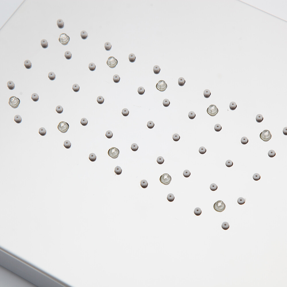 22" Chrome LED Shower Head Rectangular Rainfall/Waterfall Spout Faucet Mixer Tap