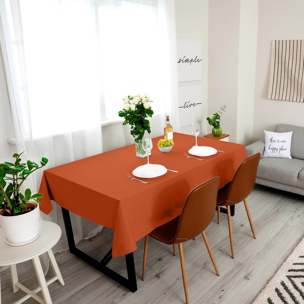 Orange Rectangular Table Cover 60x84 Inches Polyester Stain Resistant for Events