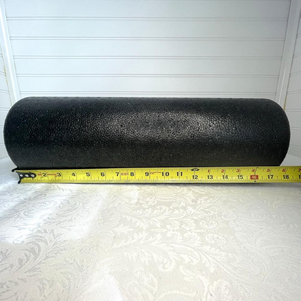 High Density Foam Roller 18 Inches Solid Black Muscle Massage Physical Therapy