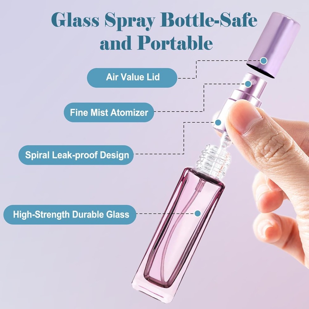 5 PCS Travel Perfume Bottle Refillable 10ml Empty Mini Perfume Bottle Leakproof
