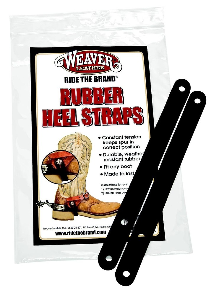 Weaver Black Rubber Heel Straps 2Count Durable Adjustable Spur Positioning