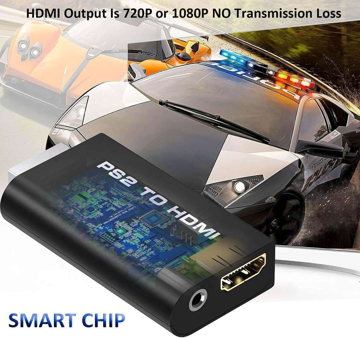 PS2 to HDMI Video Converter Adapter with 3.5mm Audio Output for HDTV Monitor US