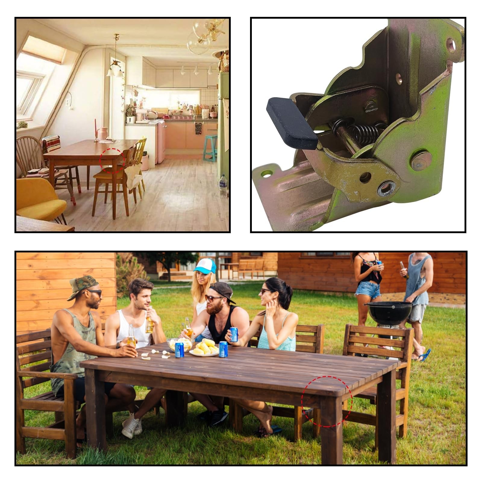 Saim Table Leg Folding Brackets, 4 PCS Foldable self Locking Hinge 90...