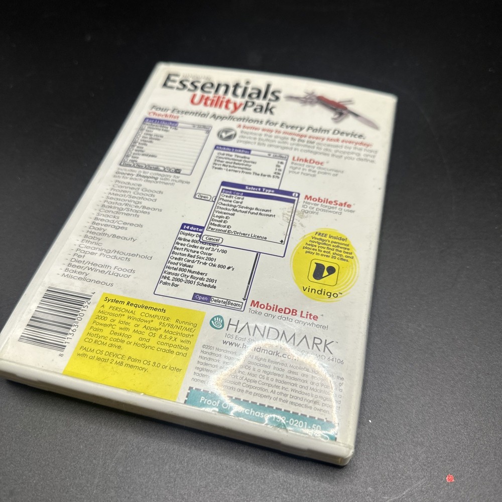 Handmark Palm Compatible Software Essentials Utility pak, Essentials Utility NOS