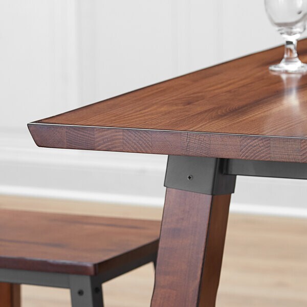 30" x 60" Rectangular Solid Wood Live Edge Restaurant Table Top in Walnut Wood