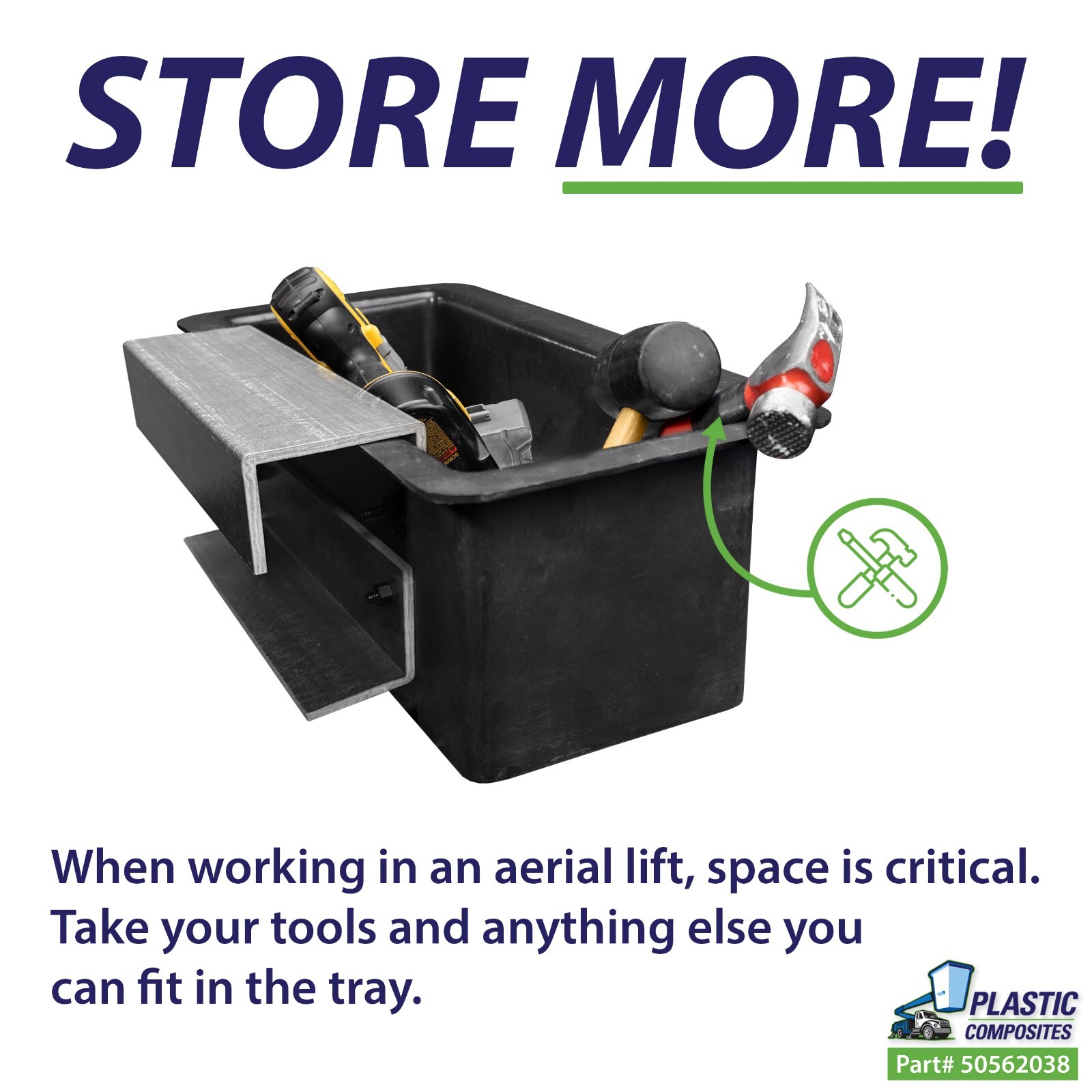 Bucket Truck Parts HEAVY DUTY Plastic Tool Tray (Outside Mount)