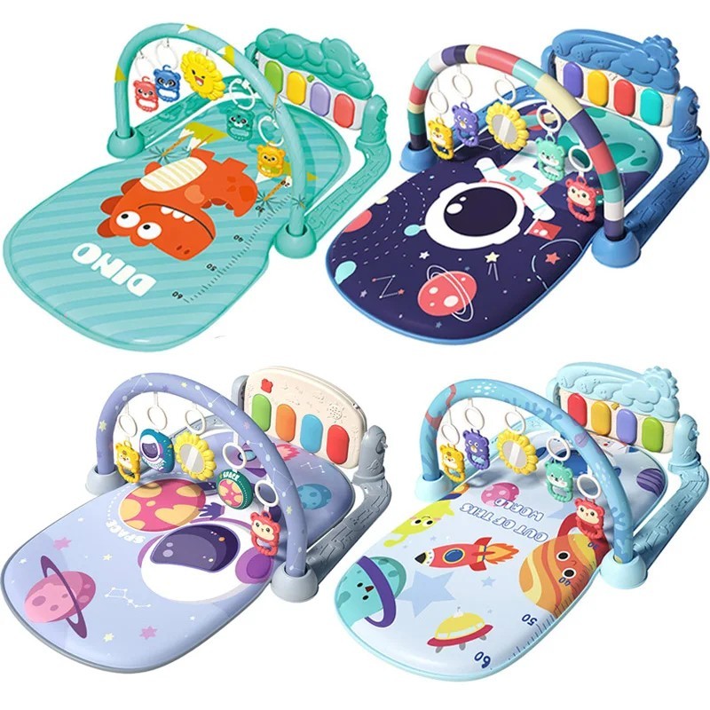 Baby Play Mat Gym Funny Piano Tummy Time Activity Mat with 5 Infant Sensory Toys