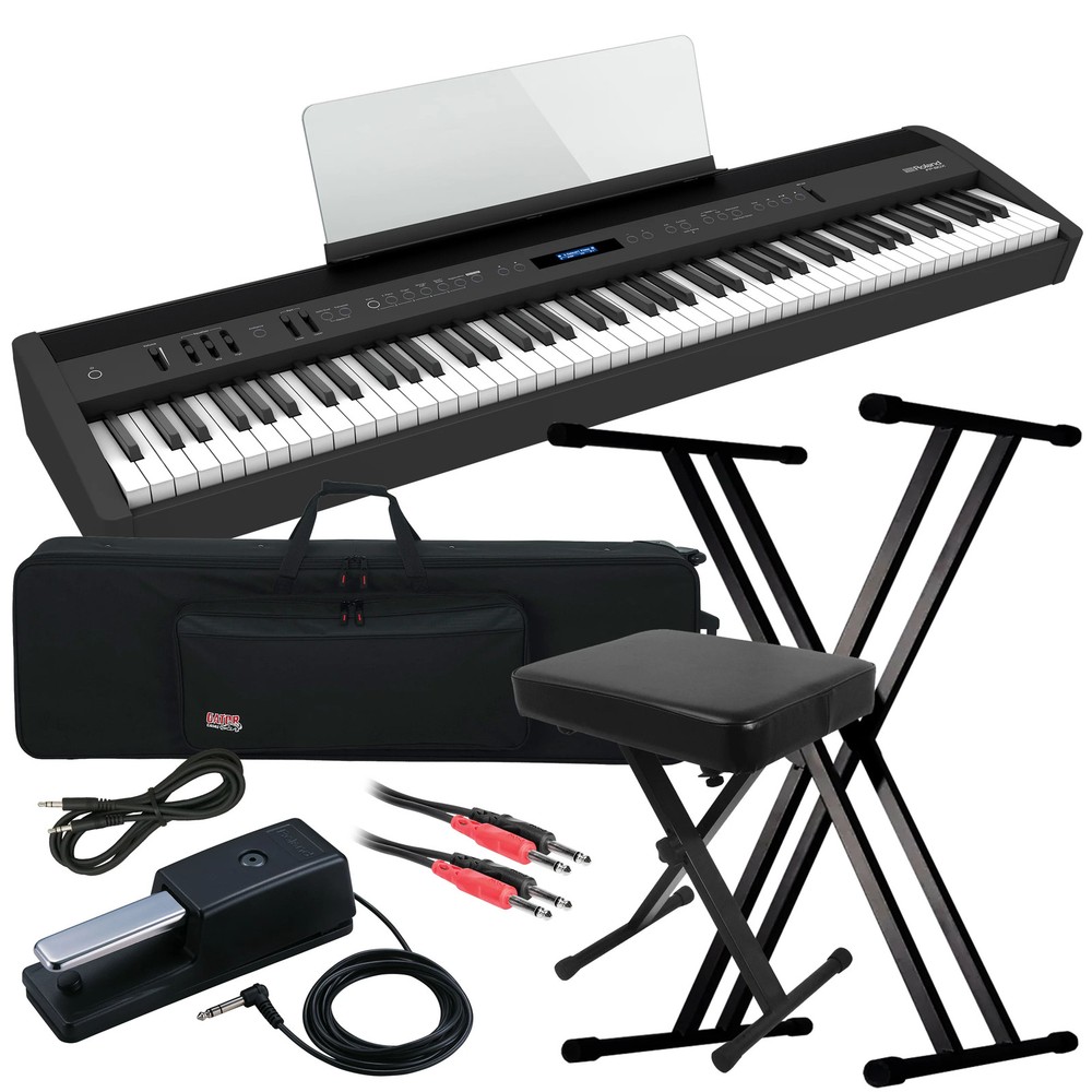 Roland FP-60X Digital Piano - Black STAGE ESSENTIALS BUNDLE