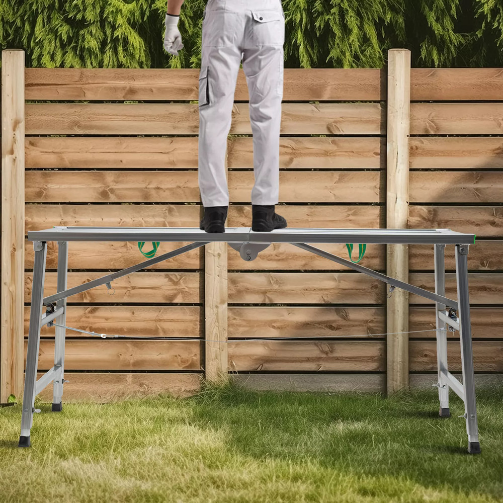 Height Adjustable Folding Non-slip Work Platform Bench Step Scaffolding -
