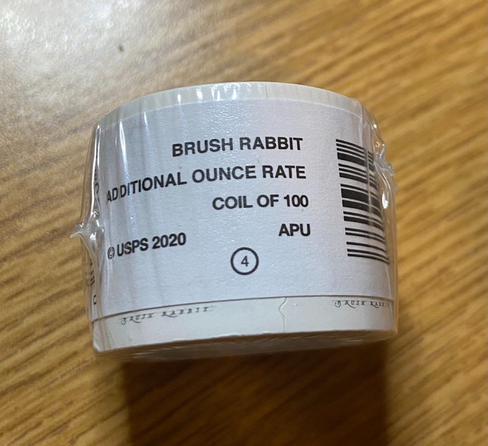 07403008 AD USA PNC ROLL OF 100 STAMP GENUINE USPS BRUSH RABBIT (29c) -MNH