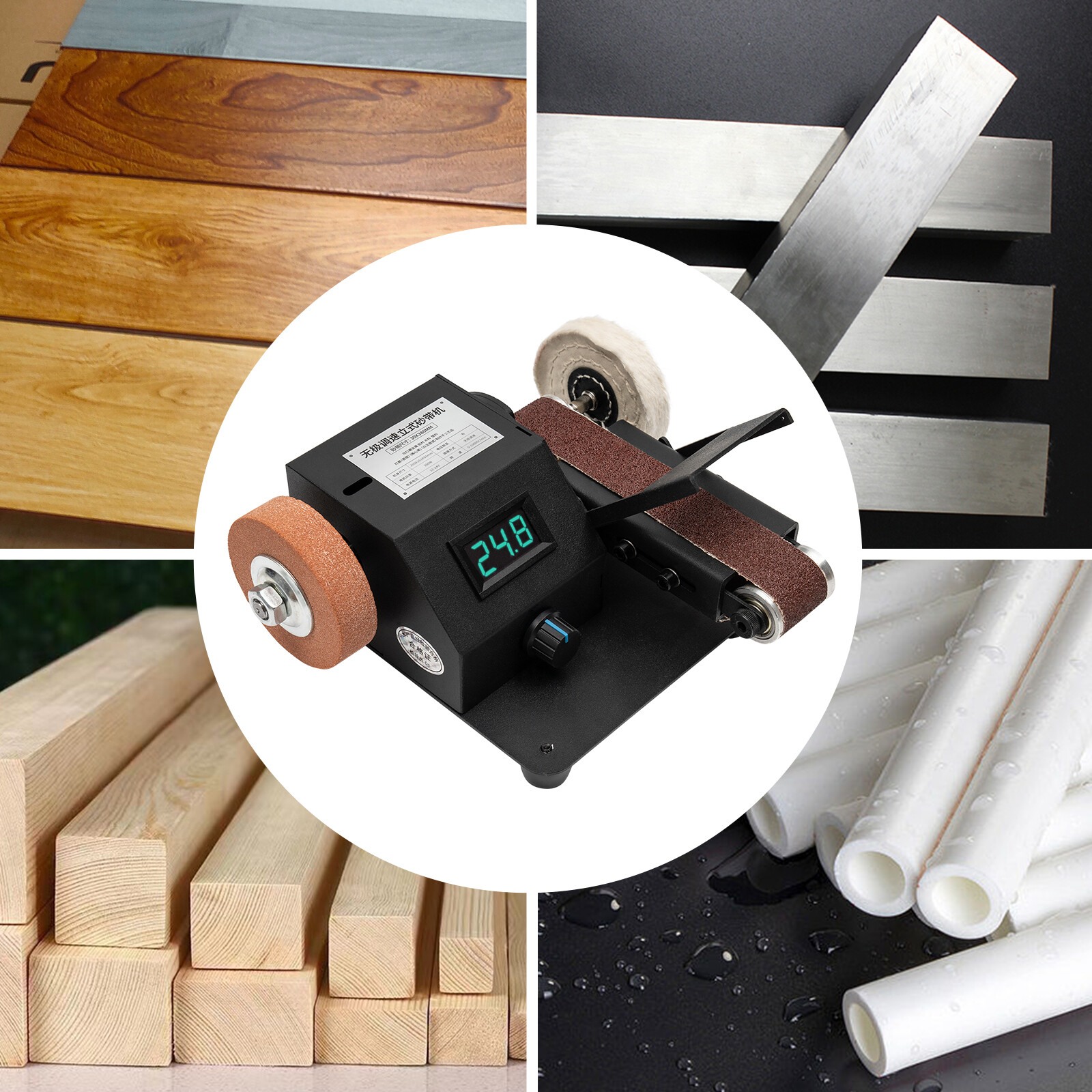 Belt Sander Bench Grinder Knife Sharpener Tool w/10 Belts Table Polishing Sander