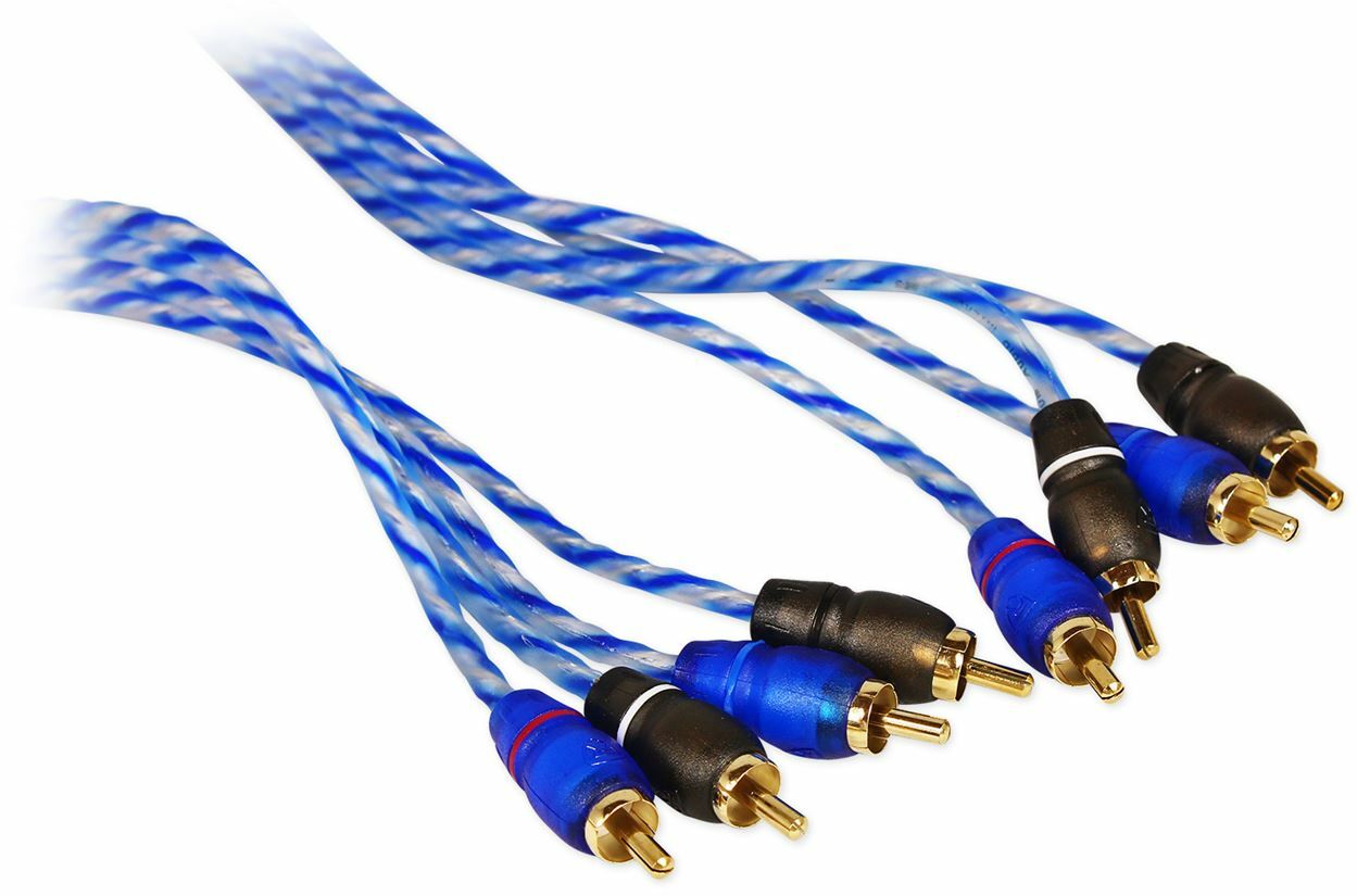 Rockville RTR124 12 Foot 4 Channel Twisted Pair RCA Cable Split Pin, 100% Copper