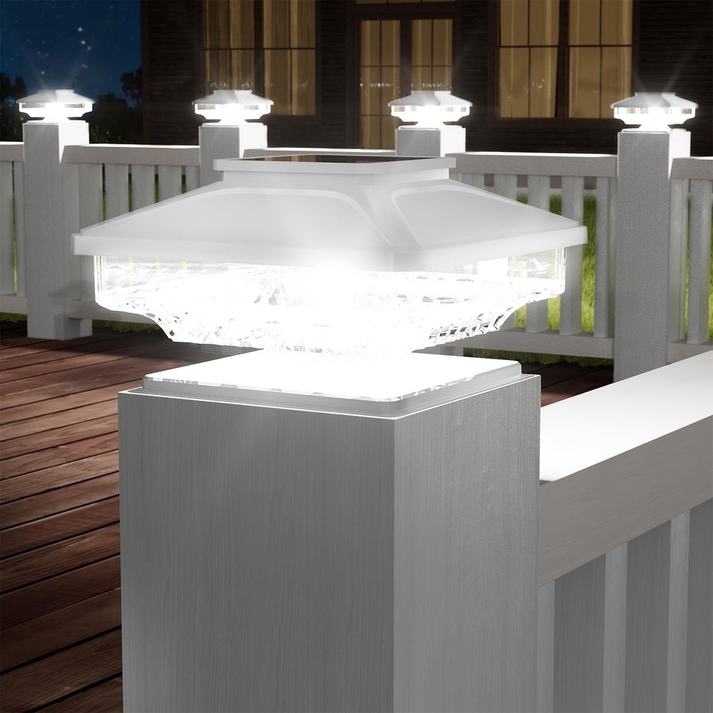 8 Pack Solar Post Cap Lights - for Solid 4x4 Wood Fence & Deck Posts - High B...