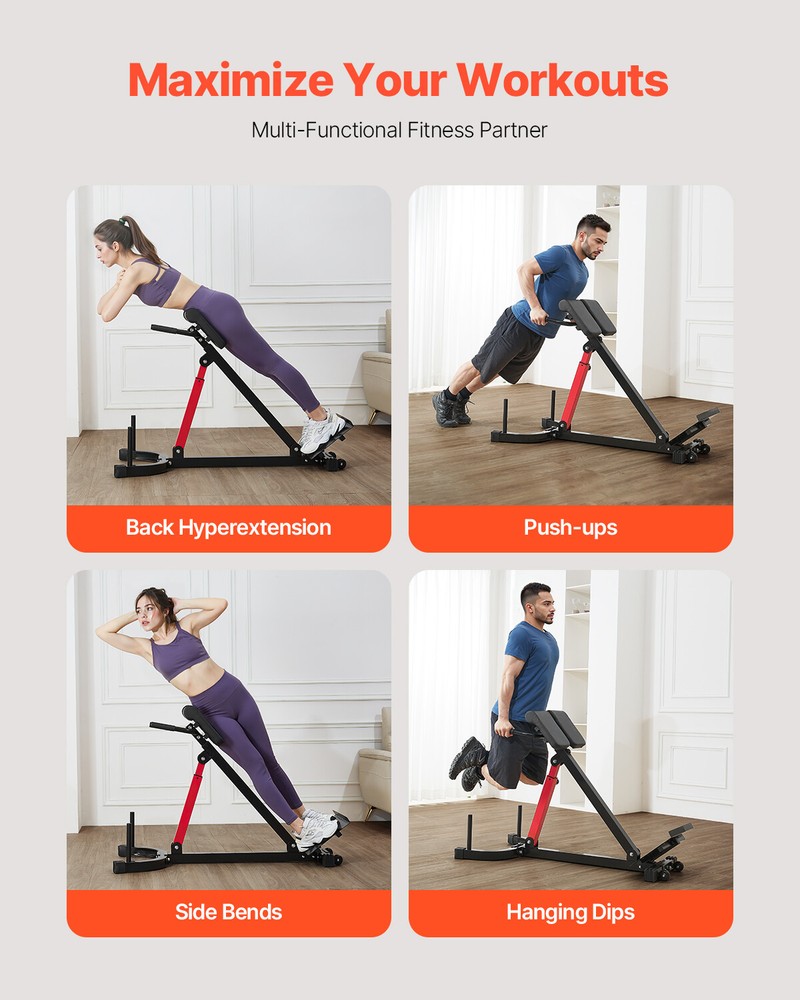 Roman Chair Back Extension Hyperextension Bench Multi-Function Adjustable Gym