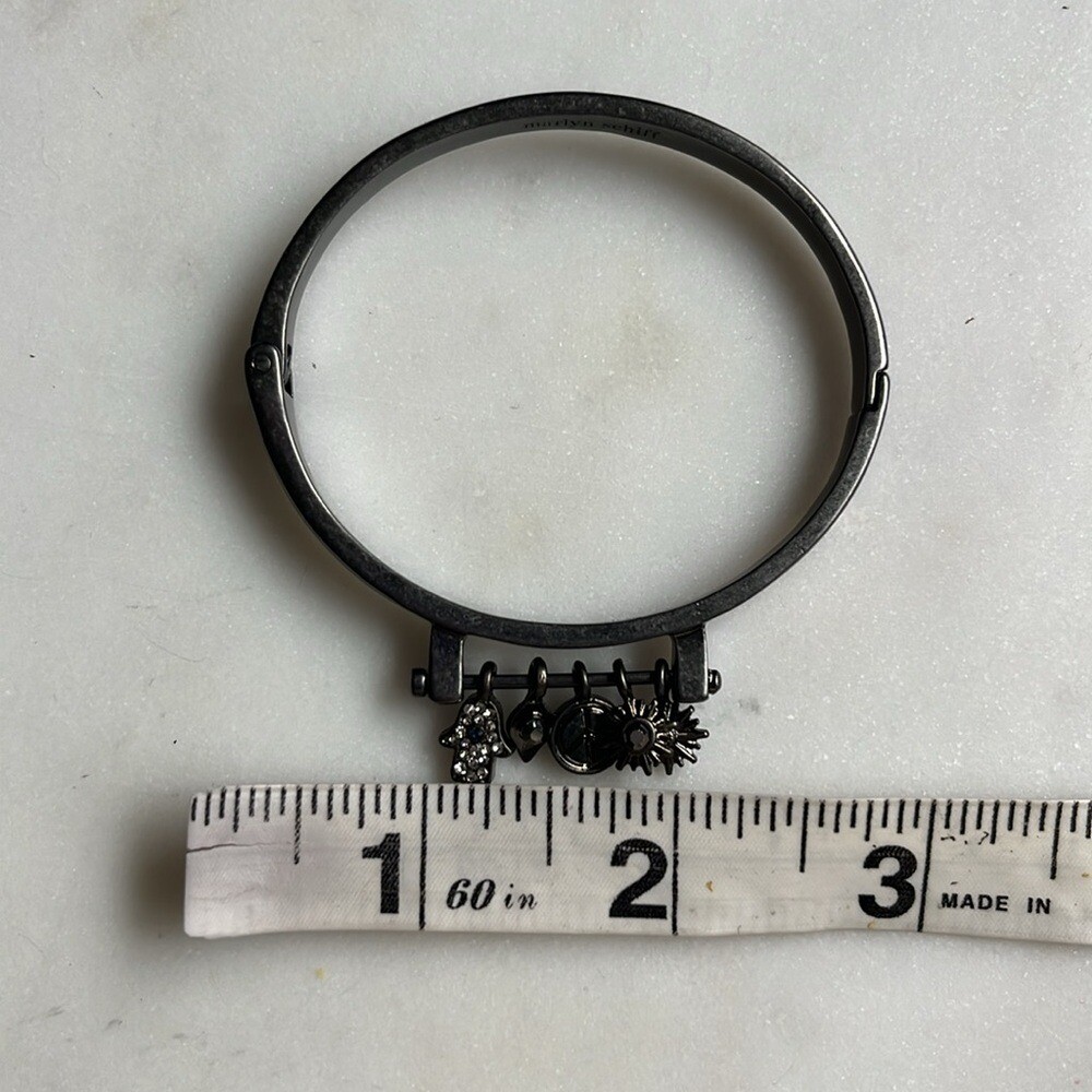 Marlyn Schiff Dark Silver Charm Bracelet Bangle NWT