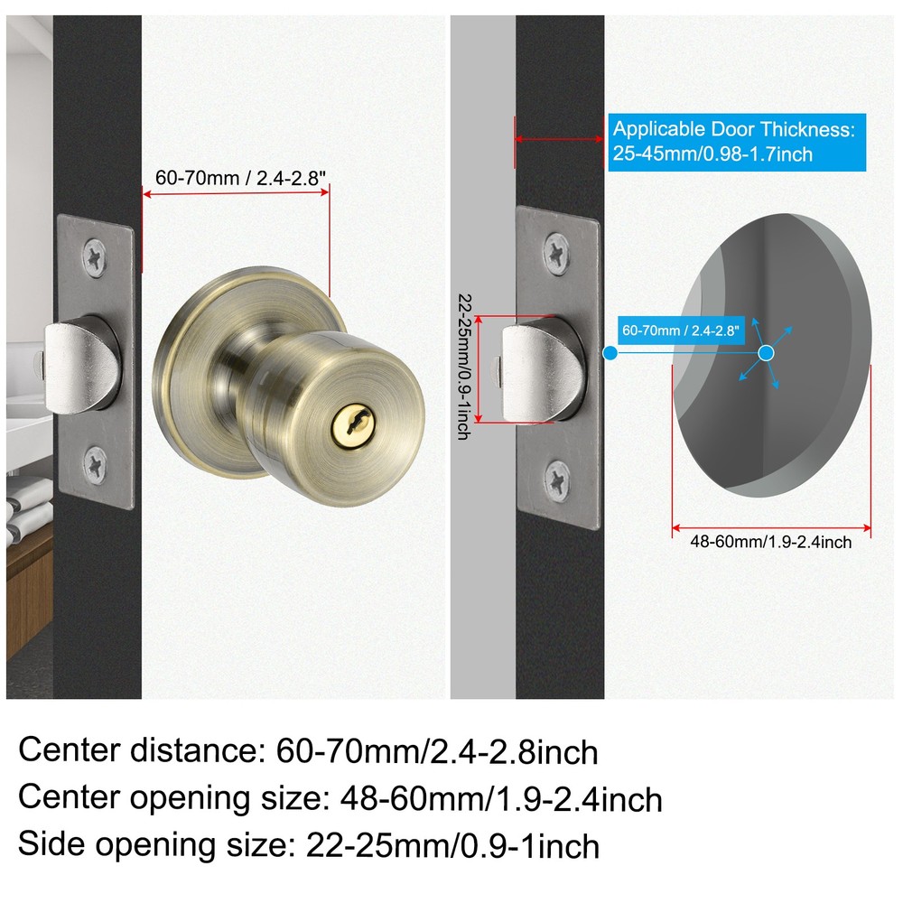 4 Pack Key Entry Door Knobs Interior, Bronze
