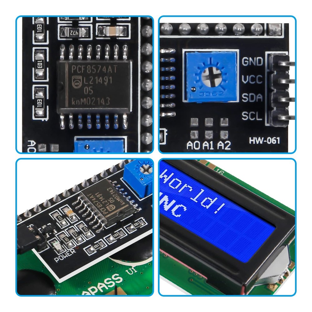 4-Pack 16x2 LCD Display Module I2C Blue Backlight for Arduino DIY IoT Projects