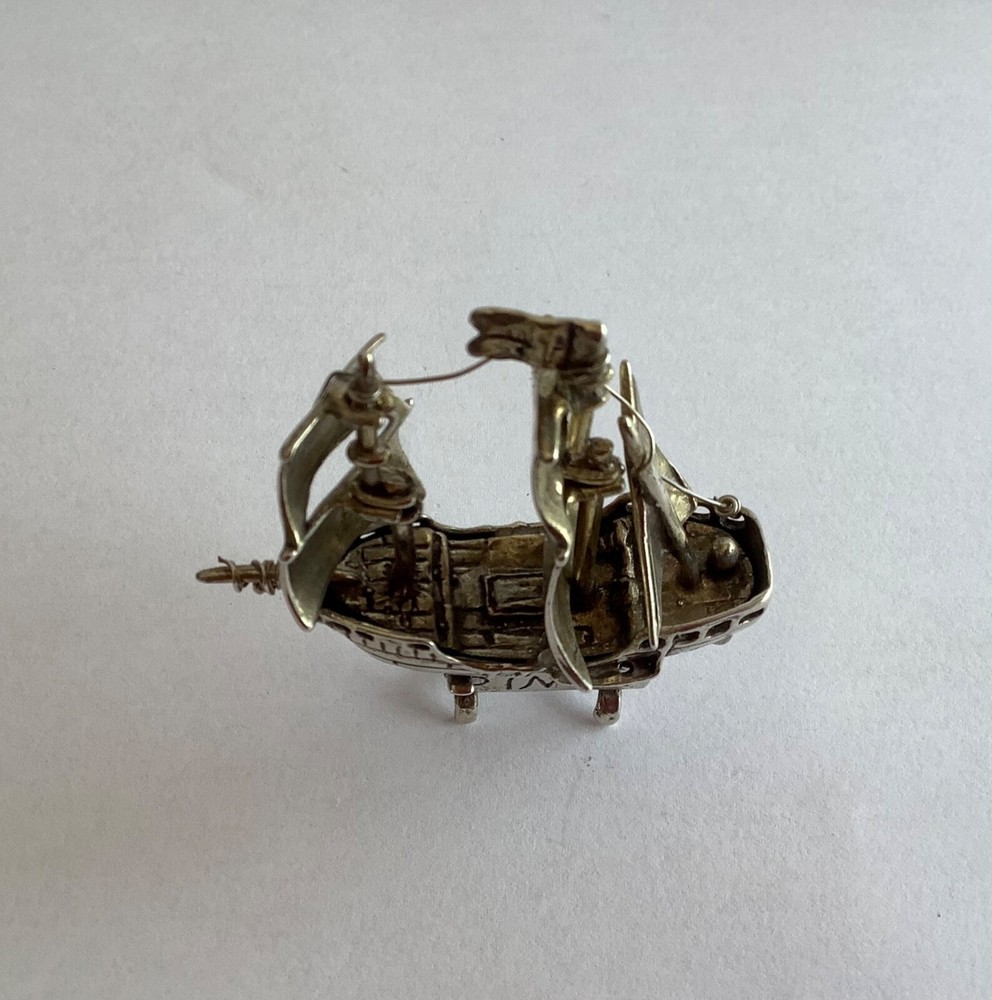 VINTAGE CONTINENTAL SOLID SILVER MINIATURE GALLON SHIP PINTA