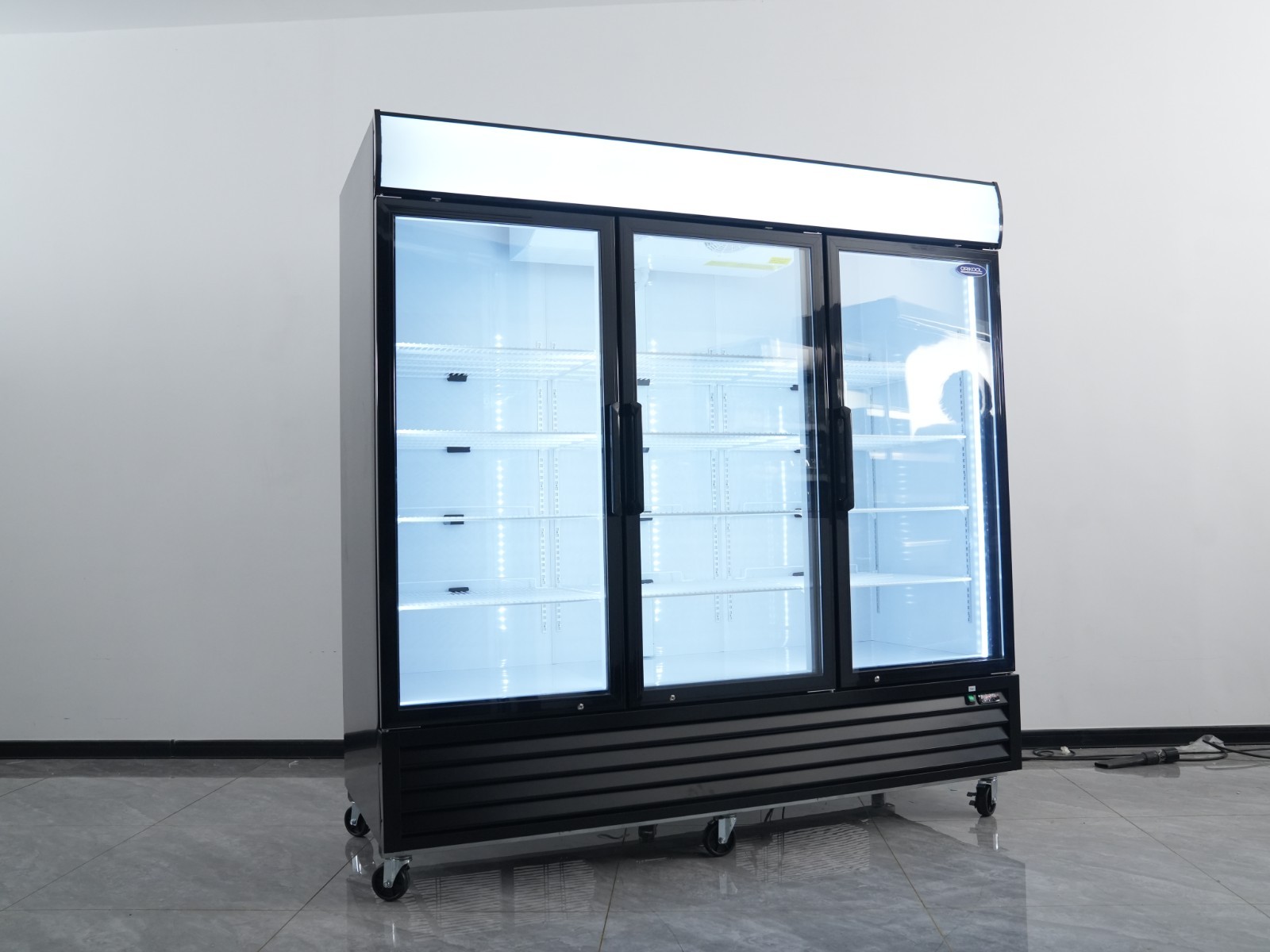 Commercial Glass Door Freezer Reach in Display Merchandiser 3 Section Restaurant