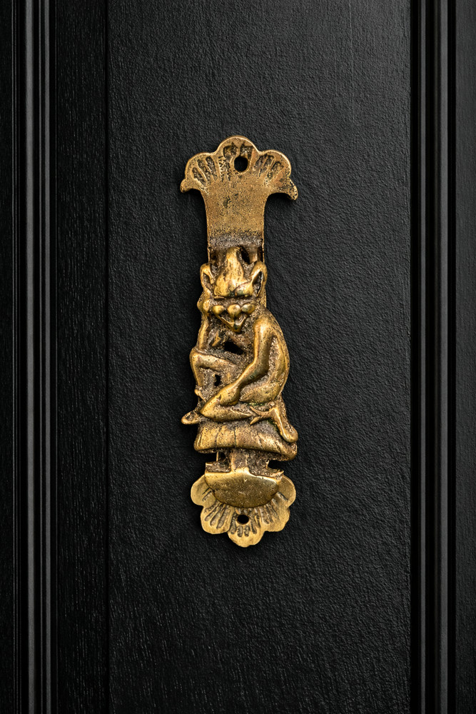 Antique Solid Brass Pixie Door Knocker English Folk Fairy Figural Hardware