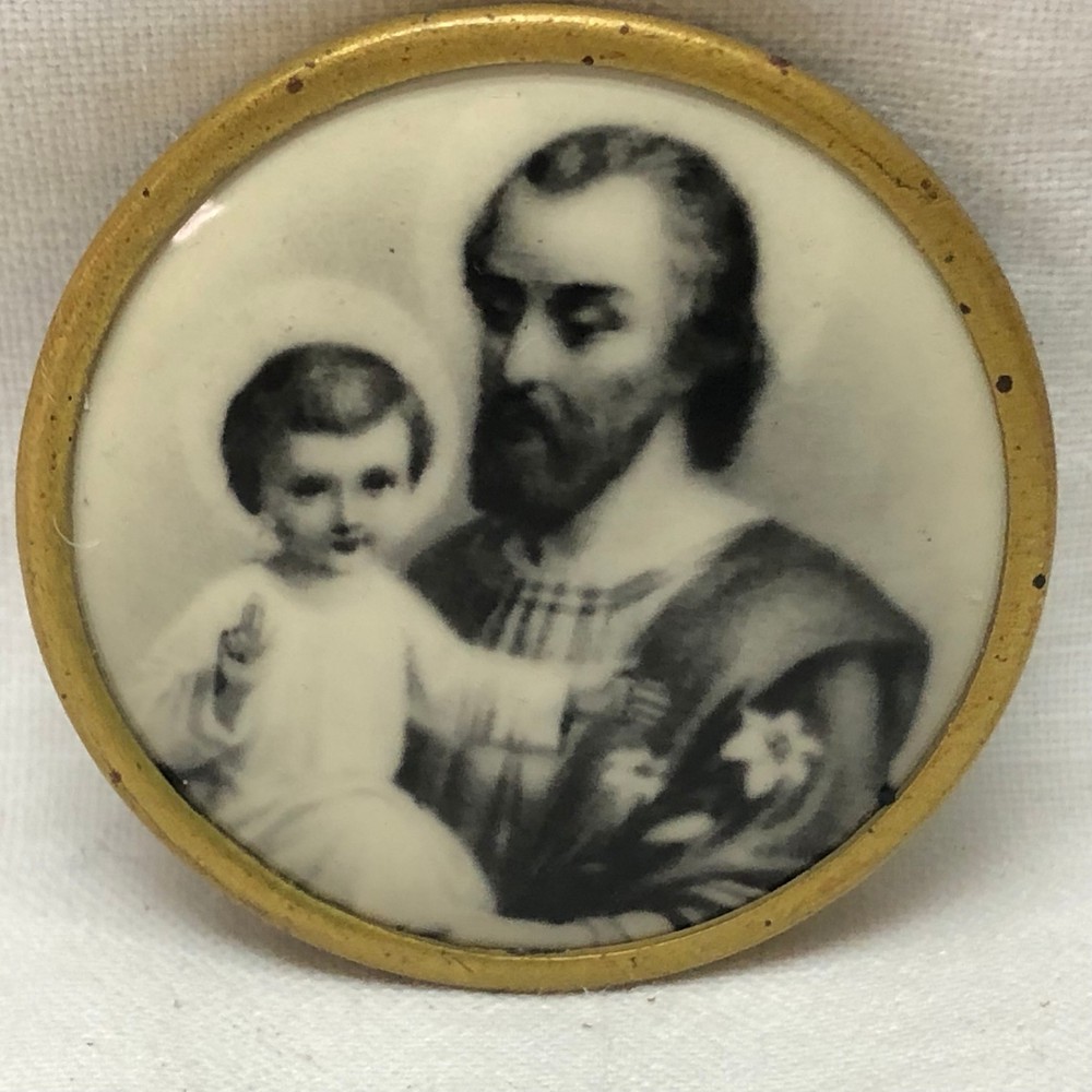 Vintage Religious St Joseph Pin Back Button