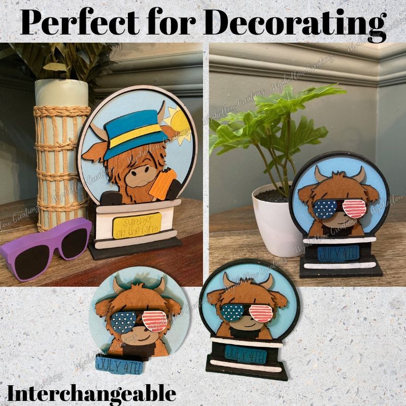 Highland Cow Summer Interchangeable Snow Globe