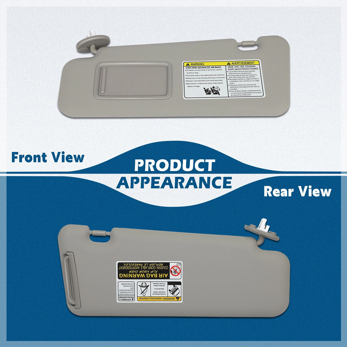 Gray Left Driver Side Sun Visor w/Mirror & Light For 2008-2013 Toyota Highlander