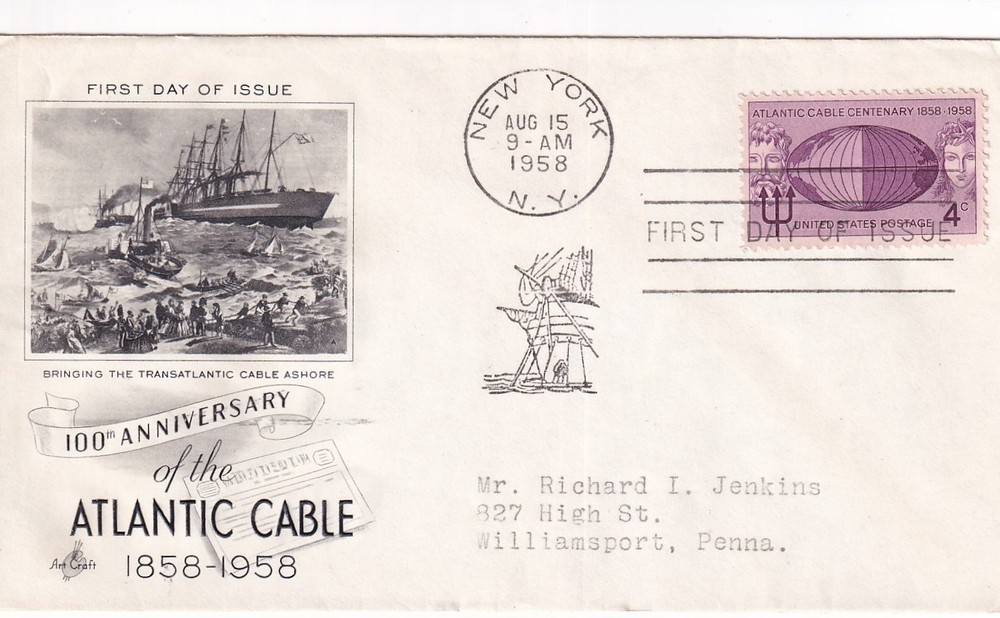 STAMP US SCOTT 1112 "Atlantic Cable Centenary" 4 CENT 1958 FDC - C