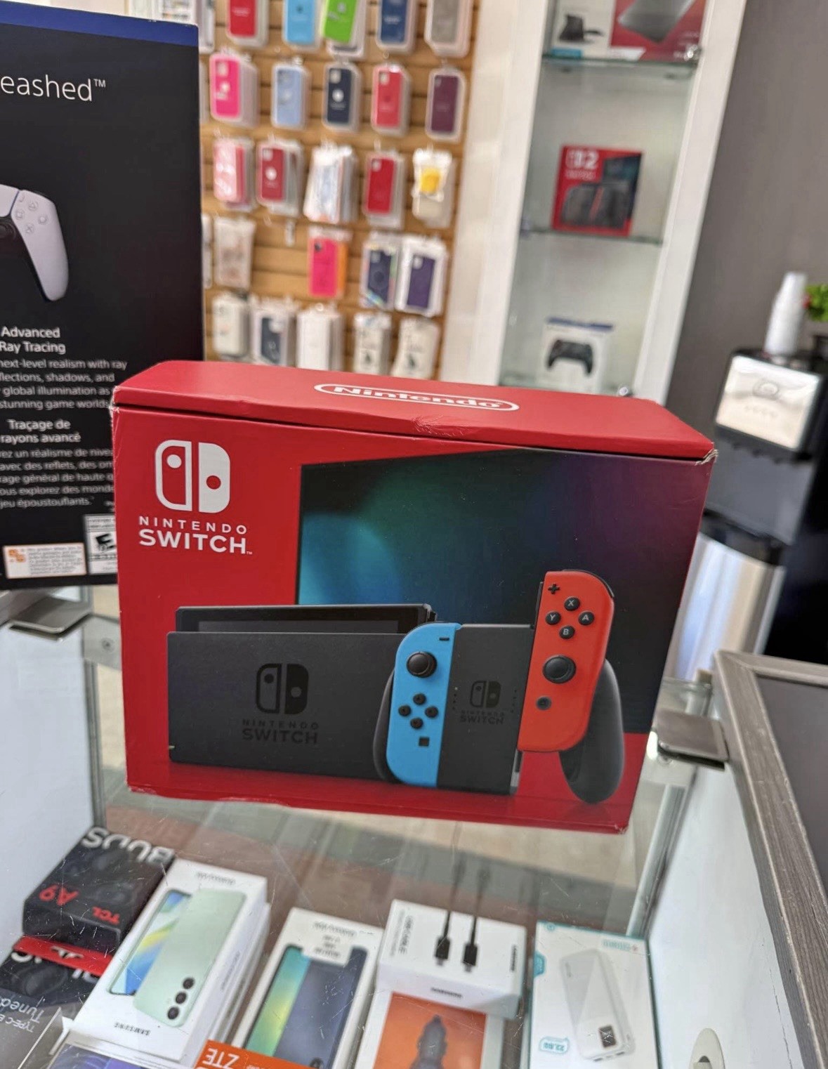 OEM Nintendo Switch Joy Con Neon Blue and Red Region-Free NEW