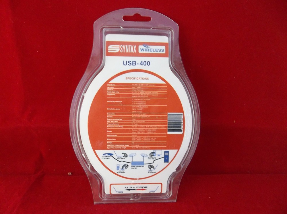 Syntax Wireless USB-400 Swiveling Wireless LAN Adapter