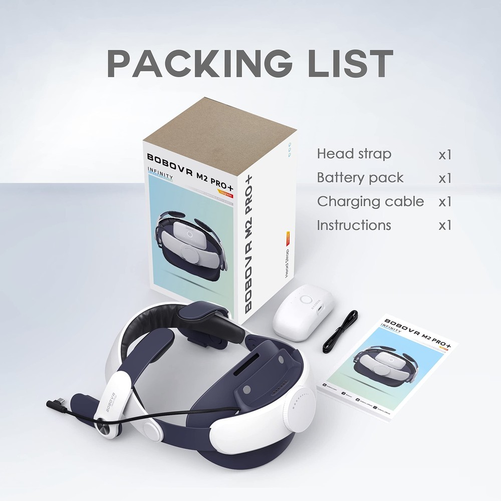 BOBOVR M2 Pro Battery Pack Head Strap Compatible with Quest 2, Black