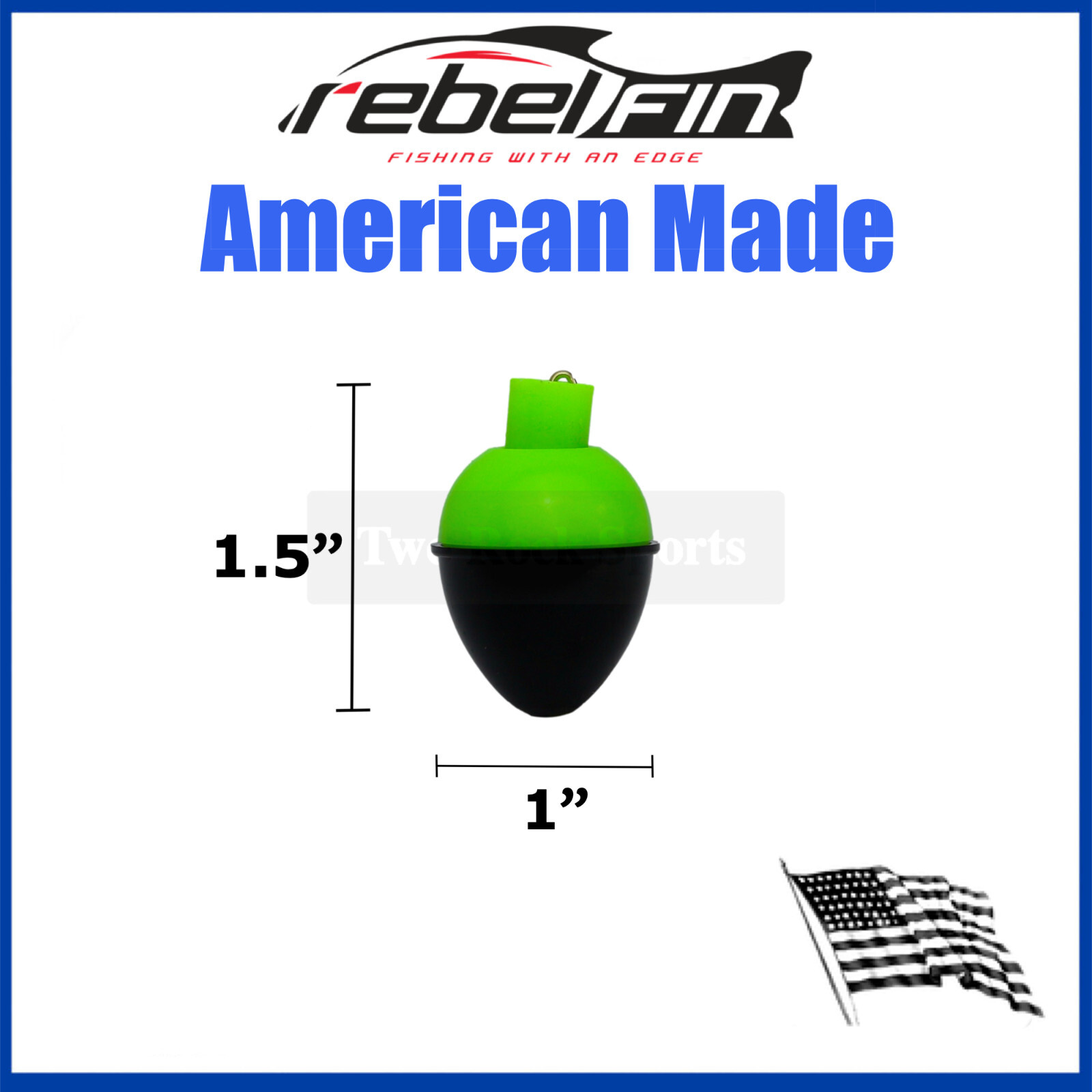 1" inch - PEAR - GREEN & BLACK - Fishing Bobber Float - 10 to 1000 Count Packs