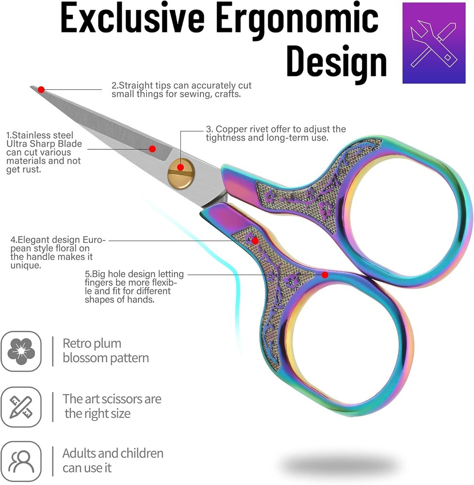 Small sharp scissors-Glexal 5 Inch Precision Scissors-2 pack,razor Sharp Blade S