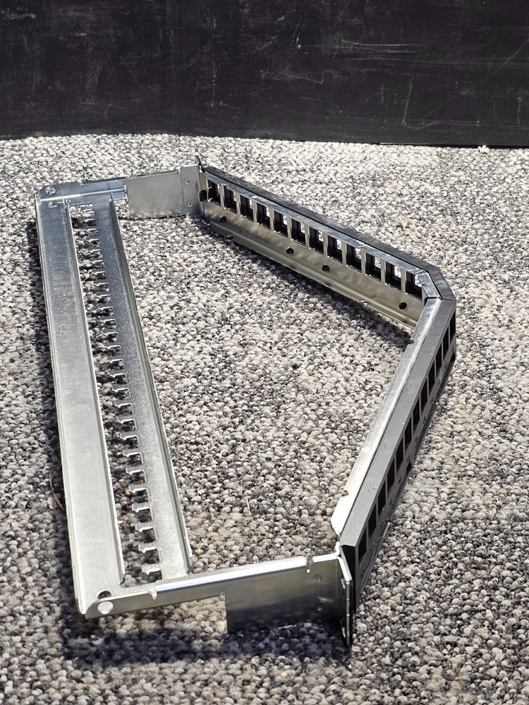 R&M 815656 19" 1U Angled Patch Panel 24-Port, Keystone, Black, Empty