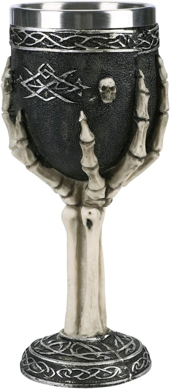 Horrible Resin Stainless Steel Skeletal Wine Goblet Skull Sacrifice Wine Chalice