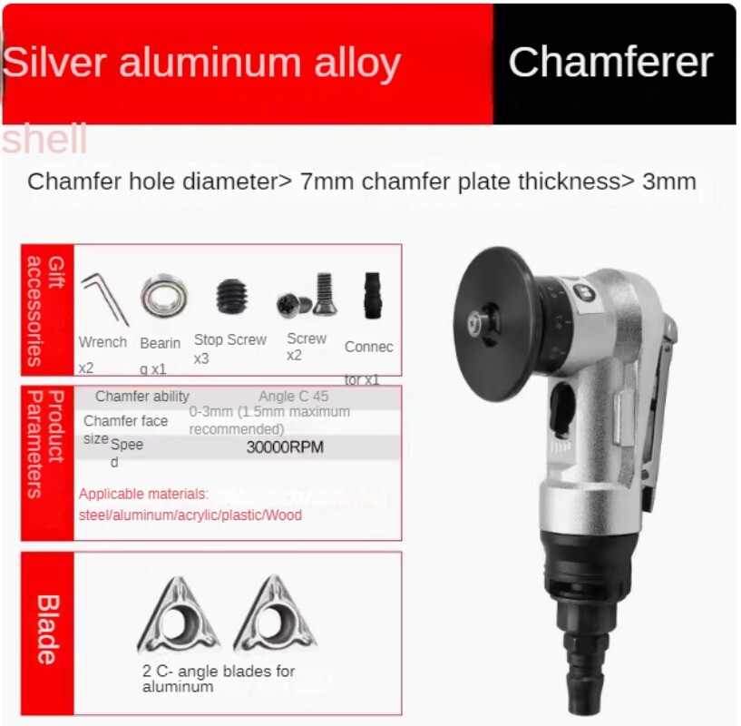 Mini Pneumatic Chamfering Machine 45 Degree Arc Hand-Held Beveling Trimming