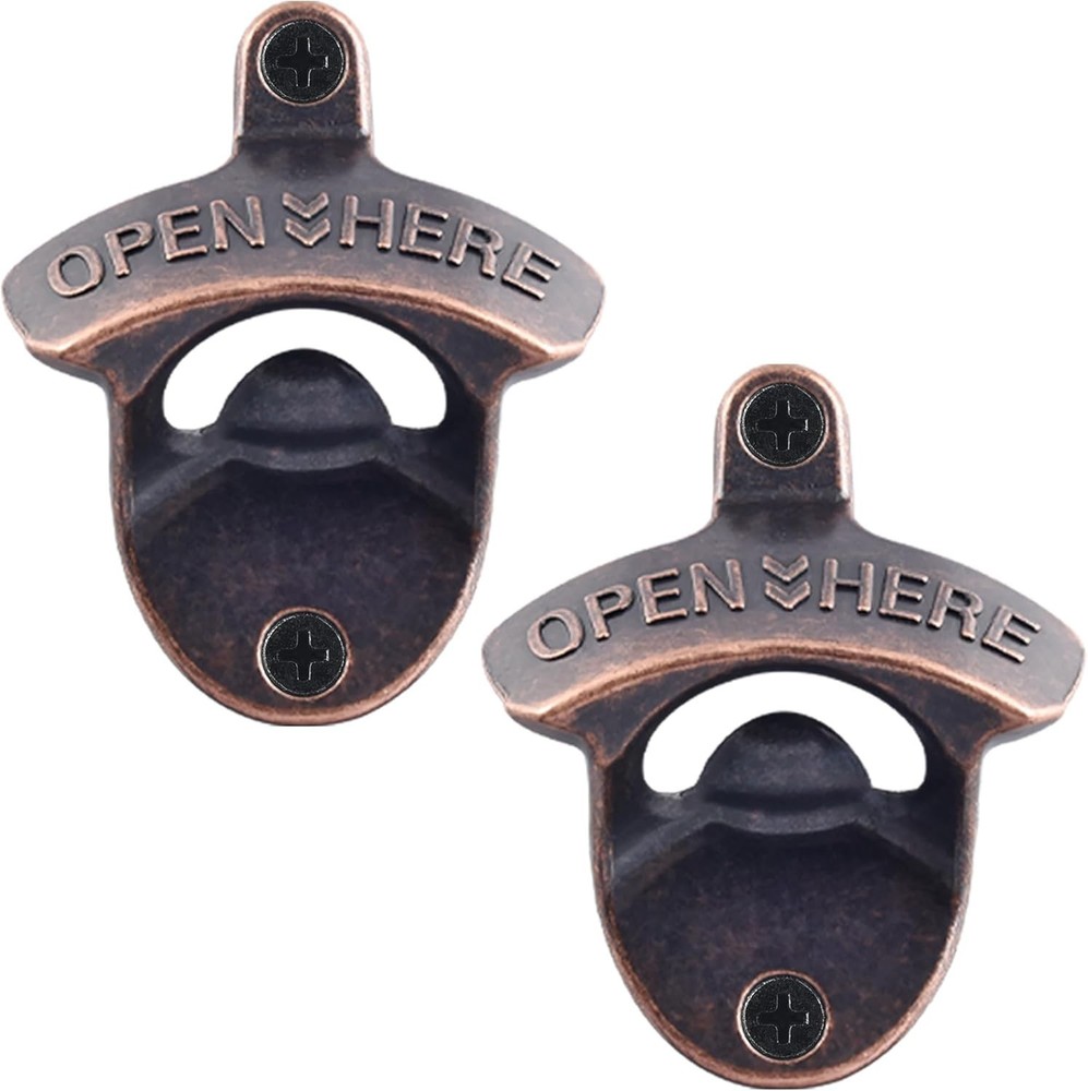 Durable Antique Copper Wall Bottle Opener - Perfect Rustic Accent for Kitchen