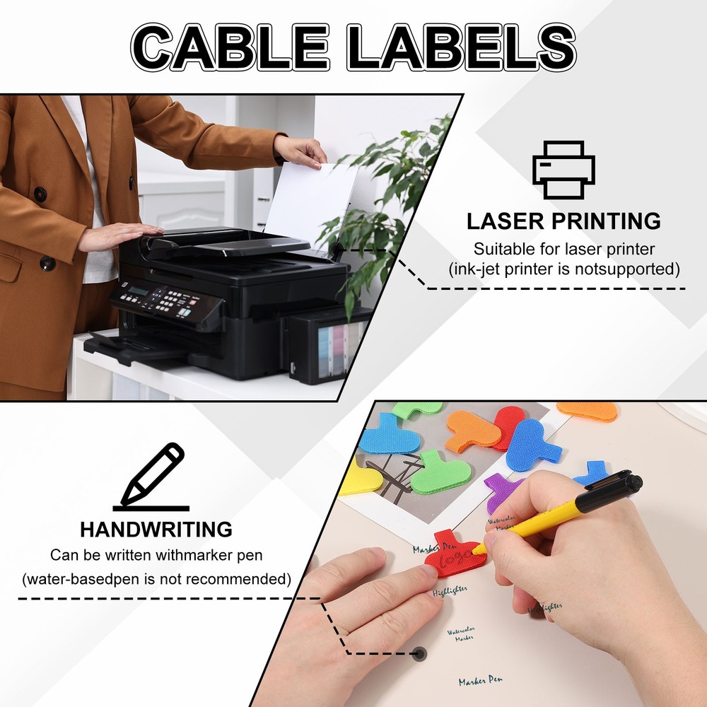 Cable Labels, 20Pcs Waterproof Cable Tag Writable Wire Labels, Green