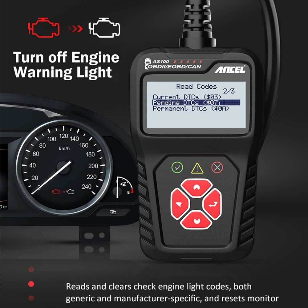 Car OBD2 Fault Code Reader Scanner Smog Test Check Engine Diagnostic Reset Tool