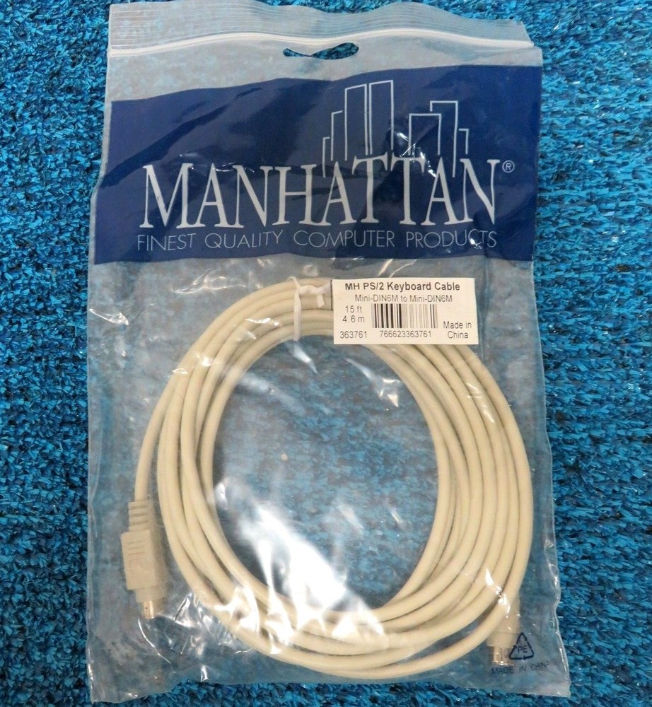 Manhattan PS/2 Keyboard Cable 15' Mini DIN 06 M/M