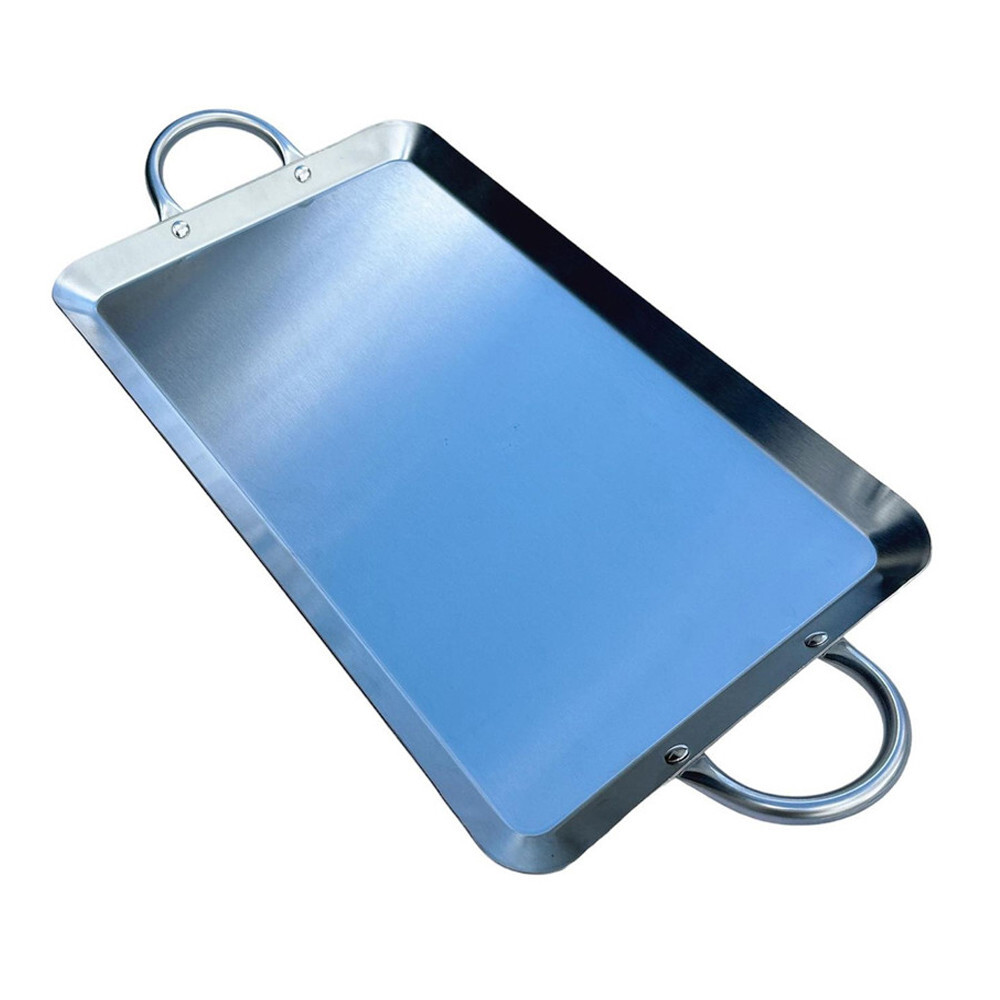 19" Rectangular Stainless Steel Serving Platter Ottoman Tray for Dining, Buffet