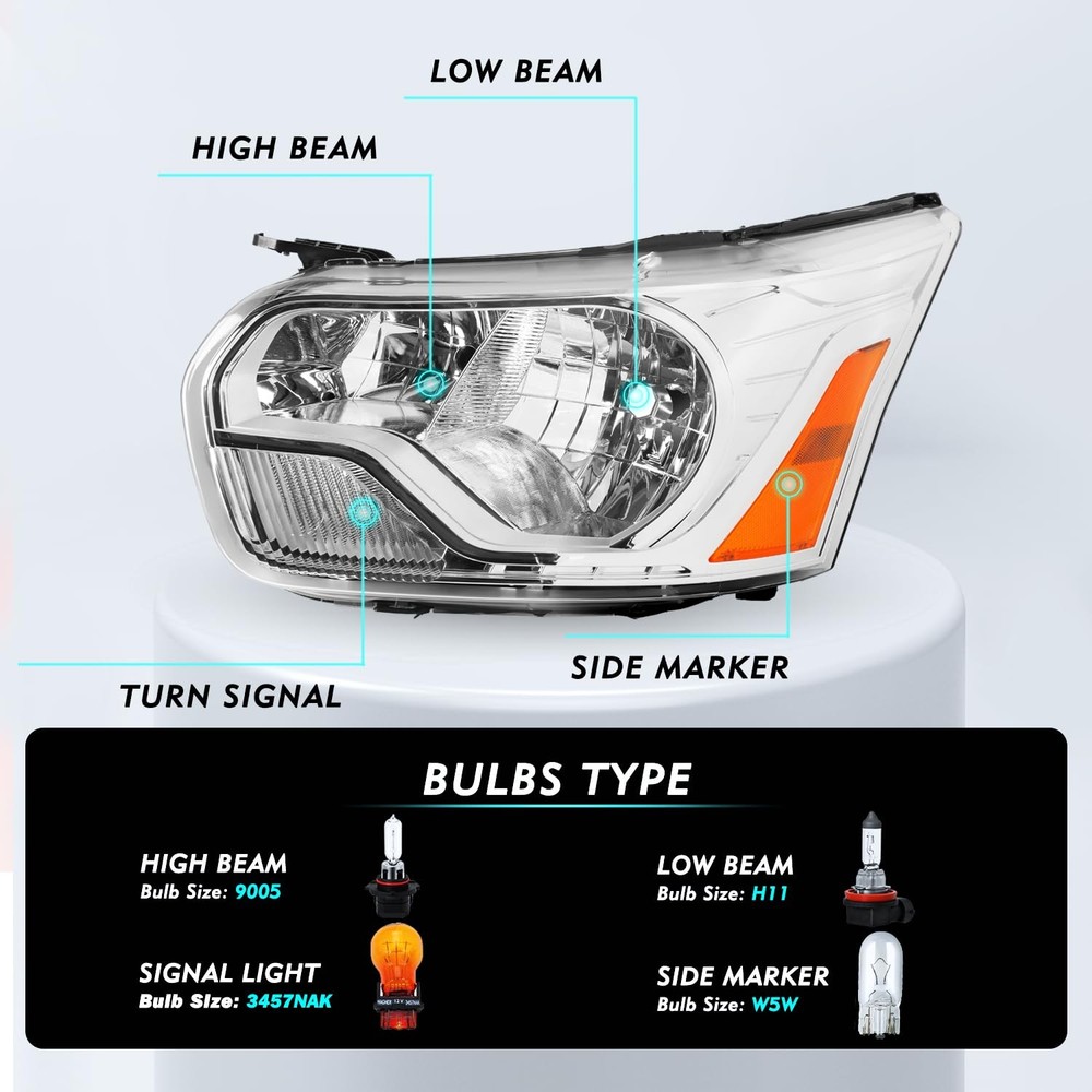 Transit 2015-2023 Headlight Assembly Chrome Halogen Left Driver Side