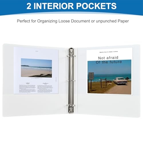1.5-Inch 3-Ring Binder with Pockets, 1-1/2’’ Clear View Binders 1.5 Inch White