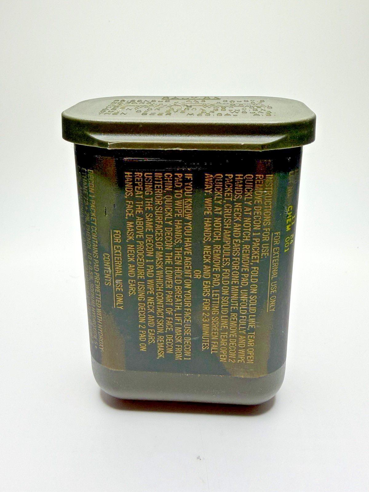 US GI Military Decon. Kit 1983 M258A1 Includes 6 Packaged Wipes