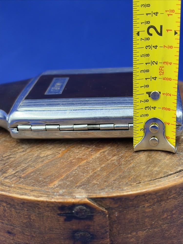 Vtg Ronson Mastercase Art Deco Cigarette Case Lighter Brown & Silver Untested