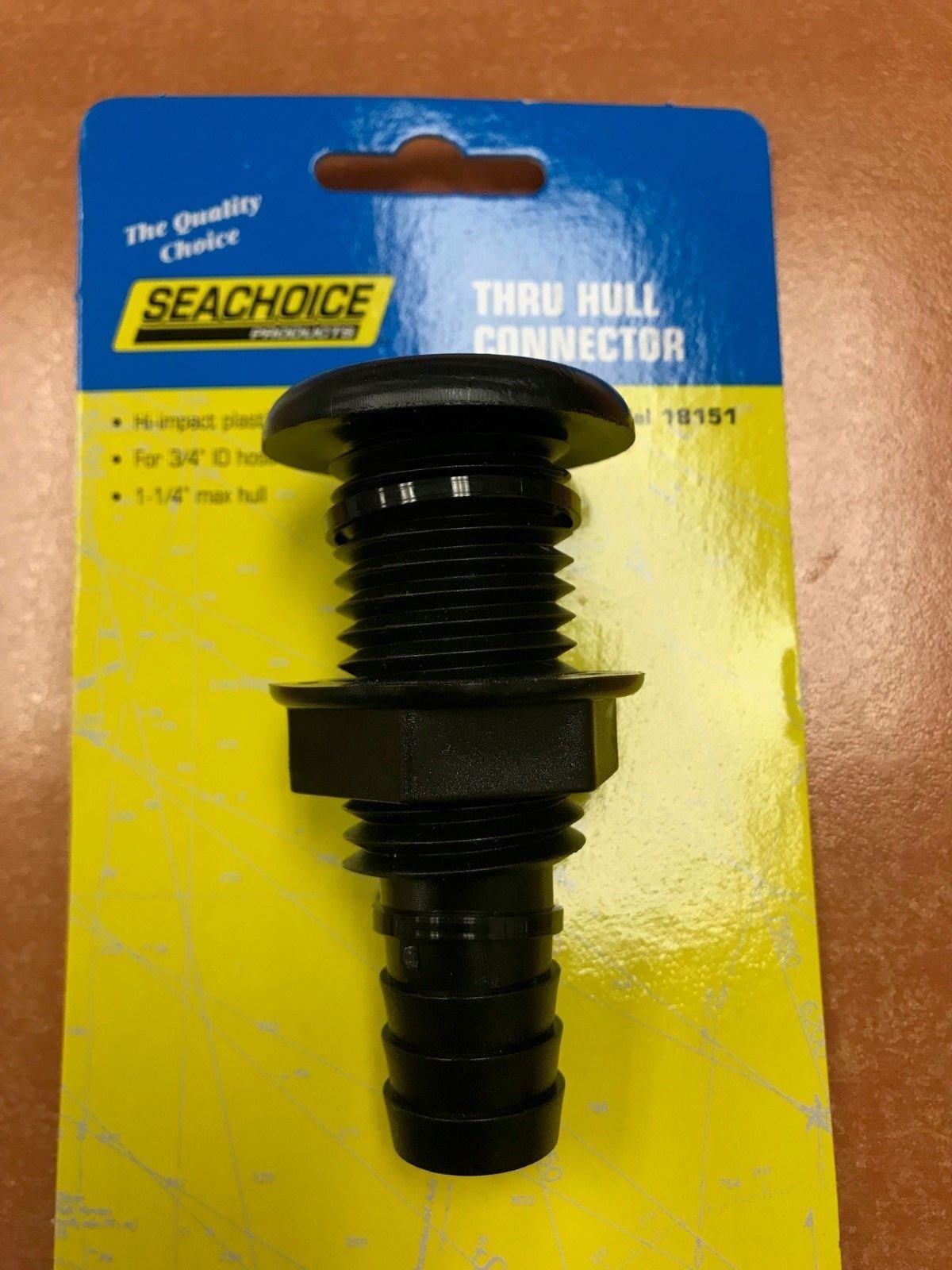 THRU HULL FITTING SEACHOICE 18151 3/4" ID HOSE BLACK PLASTIC MARINE BOAT DRAIN