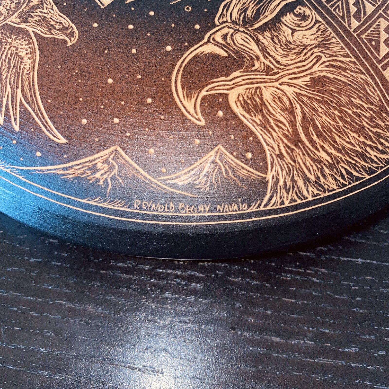 Reynold Begay Seed Pot Navajo Native American Hand Carved Sun Eagle Geometric