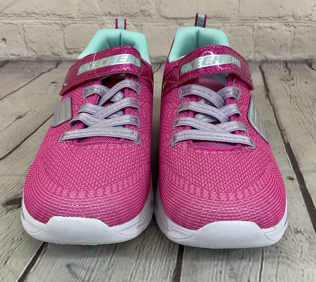 Skechers LiteBeems Shimmer Fashion Girls Hot Pink Lavender Shoes Light Up Size 5
